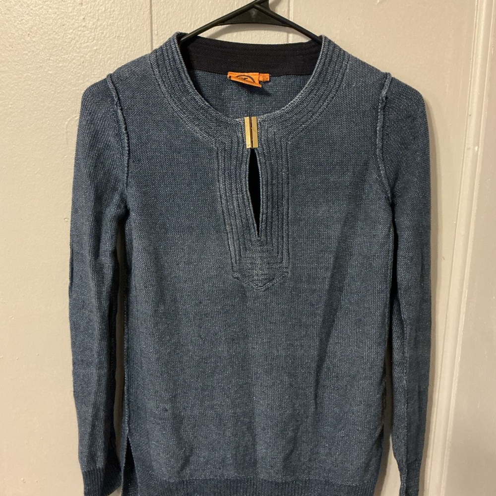 Tory Burch Women's Blue Zip-Up Sweater